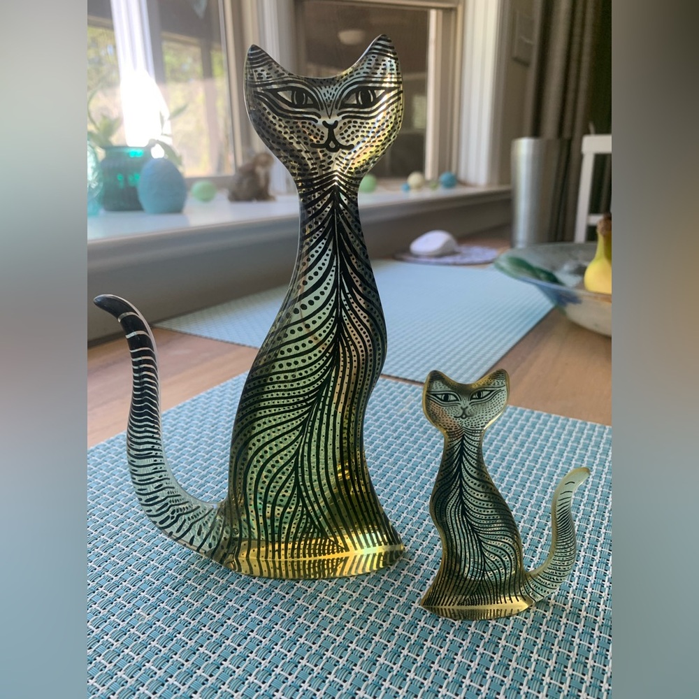 Cat Vintage rare large Brazilian Lucite Sculpture Abraham Palatnik 8 “ Tall Art